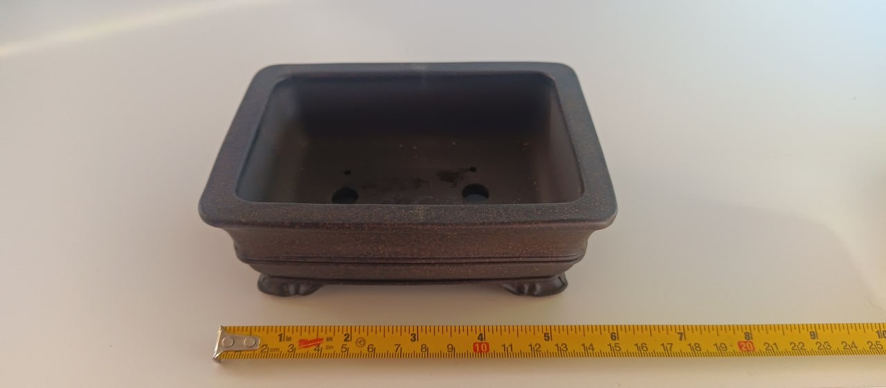 Unglazed Rectangular Bonsai Pot, 130mm